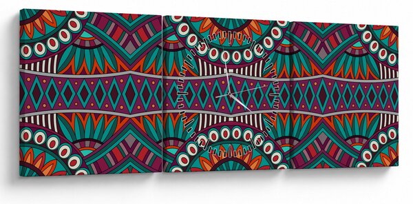 Obraz ornamentální abstrakce (s hodinami) (90x30 cm)