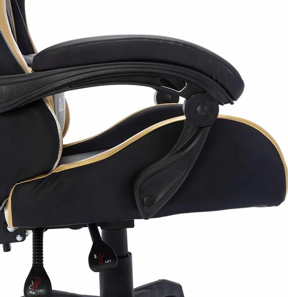 Herní židle s RGB LED podsvícením zlato-černá umělá kůže 287998