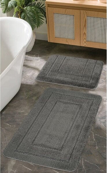 Antracitové koupelnové předložky v sadě 2 ks 50x80 cm Cerceve – Foutastic
