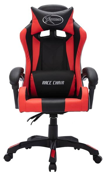 Herní židle s RGB LED podsvícením červeno-černá umělá kůže 287997