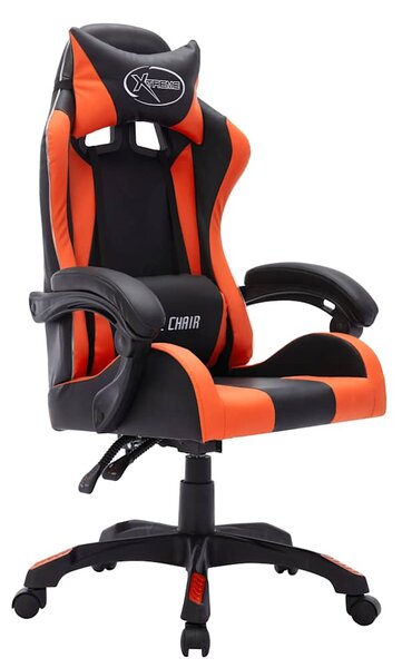 Herní židle s RGB LED podsvícením oranžovočerná umělá kůže 288002