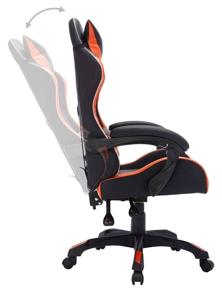 Herní židle s RGB LED podsvícením oranžovočerná umělá kůže 288002