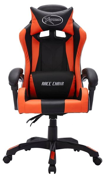 Herní židle s RGB LED podsvícením oranžovočerná umělá kůže 288002