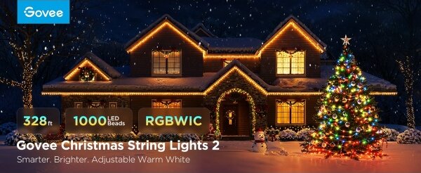 Govee - LED RGBICW Venkovní vánoční řetěz 2700-6500K 20m Wi-Fi Matter IP66