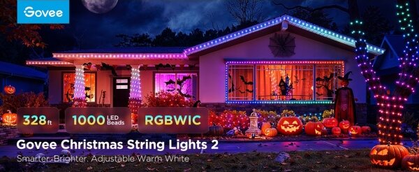 Govee - LED RGBICW Venkovní vánoční řetěz 2700-6500K 20m Wi-Fi Matter IP66