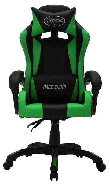 Herní židle s RGB LED podsvícením zeleno-černá umělá kůže 287999