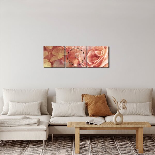 Obraz růží (s hodinami) (90x30 cm)