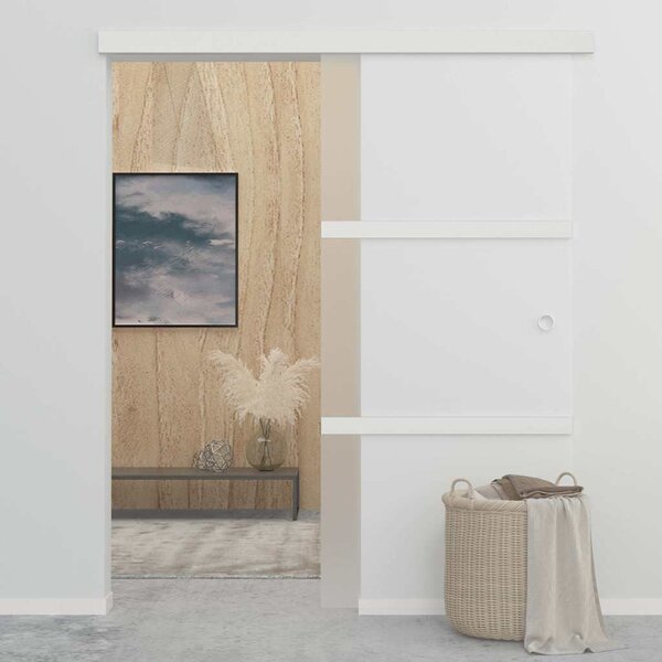 Posuvné dveře ESG sklo a hliník 90 x 212 cm stříbrné 288053