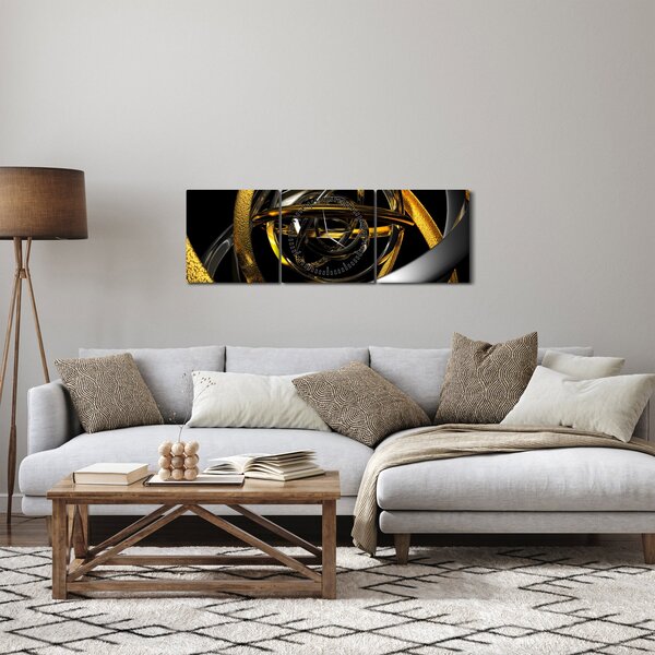 Obraz moderní abstrakce (s hodinami) (90x30 cm)