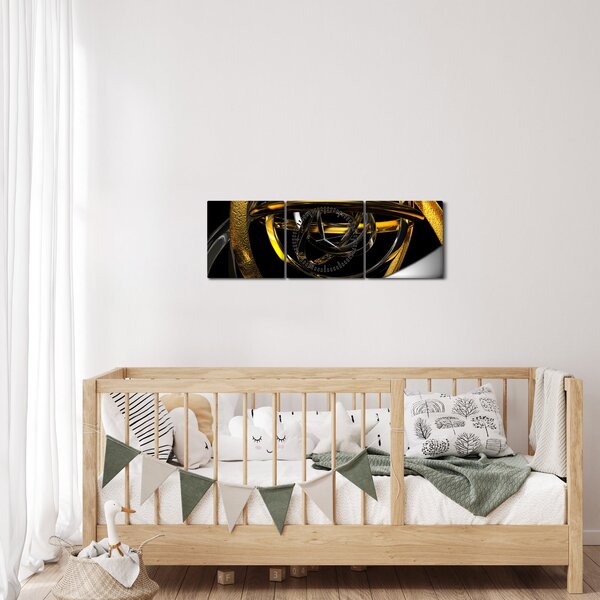 Obraz moderní abstrakce (s hodinami) (90x30 cm)