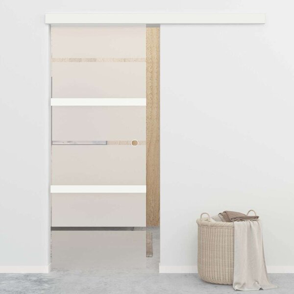 Posuvné dveře ESG sklo a hliník 76 x 212 cm stříbrné 288058