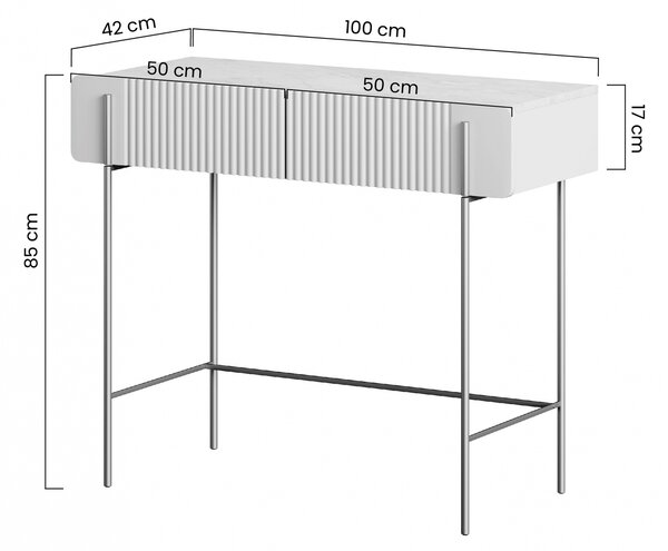 Toaletní stolek Malmi 100 cm - kašmírová / crema bianca / černé nožky