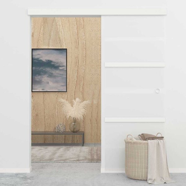 Posuvné dveře ESG sklo a hliník 76 x 212 cm stříbrné 288058