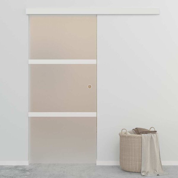 Posuvné dveře ESG sklo a hliník 90 x 212 cm stříbrné 288053