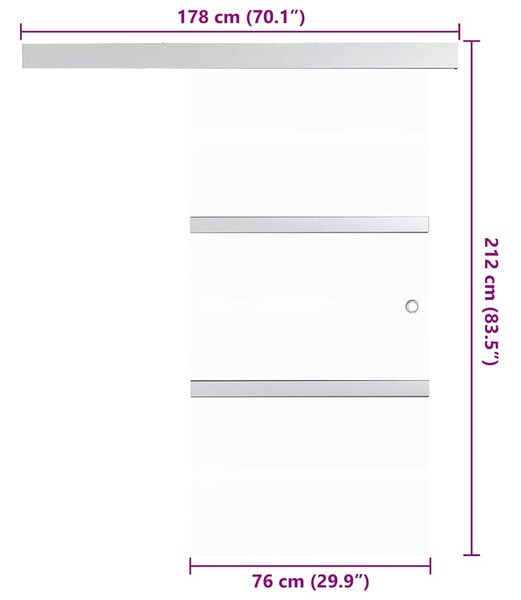 Posuvné dveře ESG sklo a hliník 76 x 212 cm stříbrné 288058