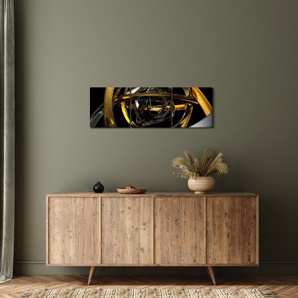 Obraz moderní abstrakce (s hodinami) (90x30 cm)