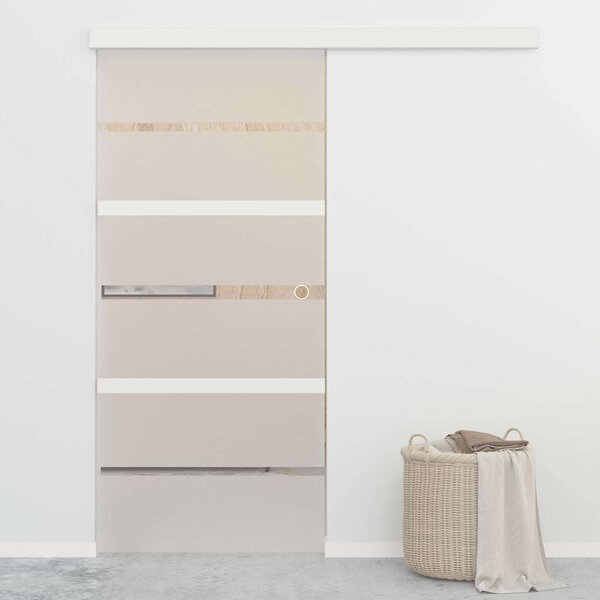 Posuvné dveře ESG sklo a hliník 90 x 205 cm stříbrné 288059