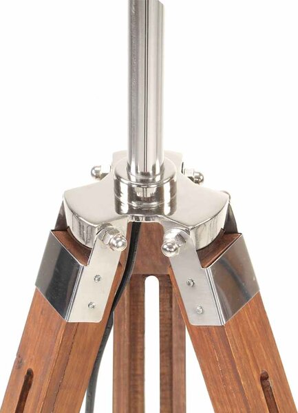 Stojací lampa stativ medově hnědá a šedá masivní teak 141 cm 288078
