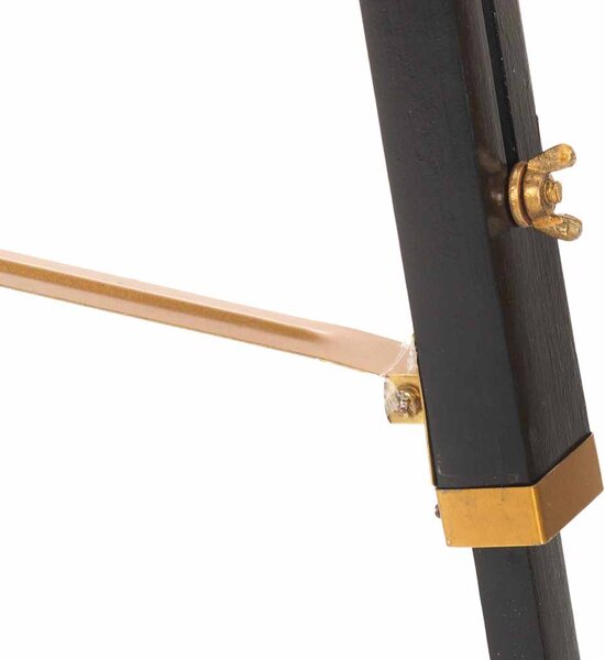 Stojací lampa stativ černá a zlatá masivní teak 141 cm 288076
