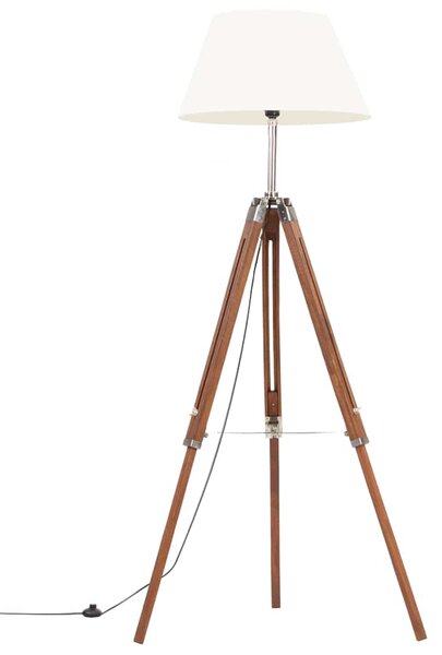 Stojací lampa stativ medově hnědá a bílá masivní teak 141 cm 288077