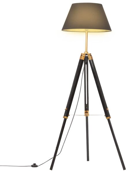 Stojací lampa stativ černá a zlatá masivní teak 141 cm 288076