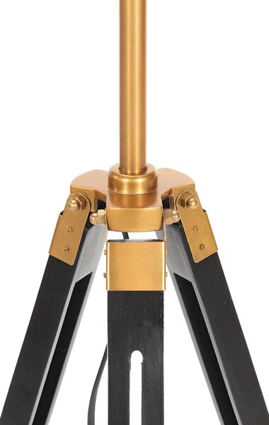 Stojací lampa stativ černá a zlatá masivní teak 141 cm 288076