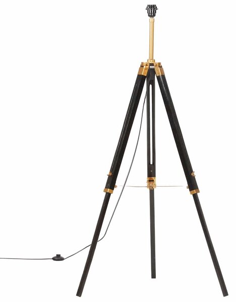 Stojací lampa stativ černá a zlatá masivní teak 141 cm 288076