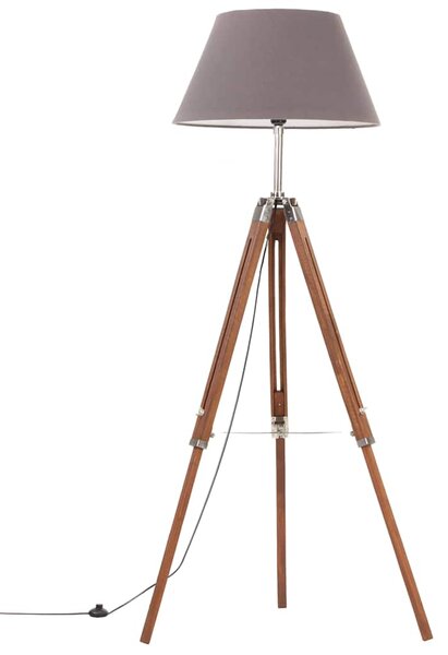 Stojací lampa stativ medově hnědá a šedá masivní teak 141 cm 288078