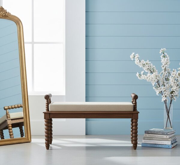 Lavice v dubovém odstínu z masivního mangového dřeva, 100 × 35 × 60 cm