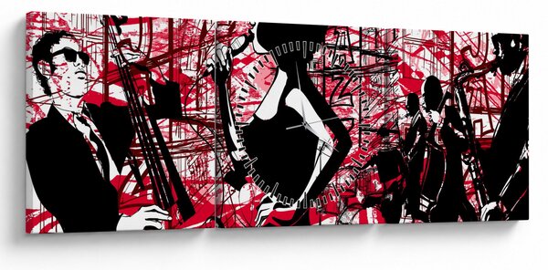 Obraz - Jazz (s hodinami) (90x30 cm)