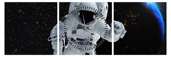 Obraz - Astronaut ve vesmíru (s hodinami) (90x30 cm)