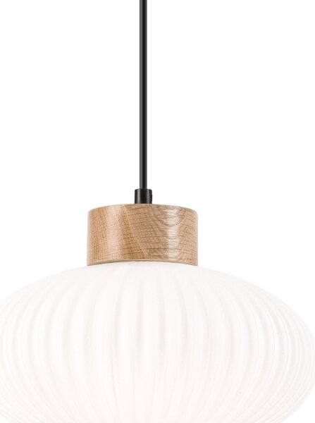 Lustr na lanku HARMONY 1xE27/15W/230V pr. 25 cm bílá/dub