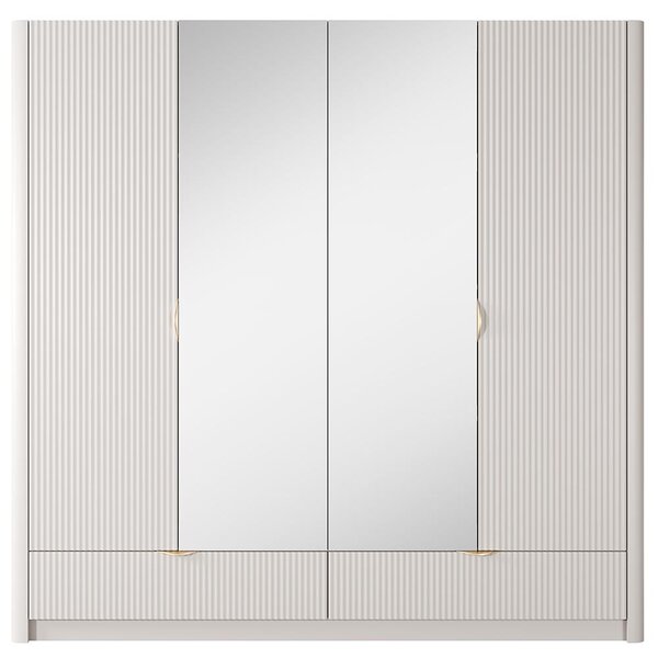 LANTE b | šatní skříň H | 213 cm | se zrcadly | béžová/zlatá