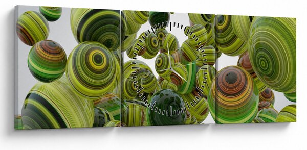 Obraz pruhovaných koulí (s hodinami) (90x30 cm)