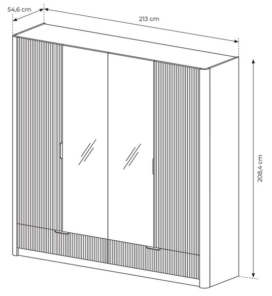 LANTE b | šatní skříň H | 213 cm | se zrcadly | béžová/zlatá