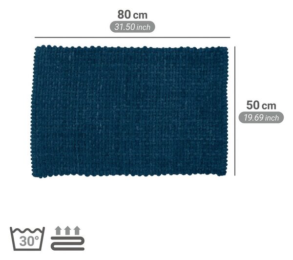 Tmavě modrá textilní koupelnová předložka 50x80 cm Covelo – Wenko