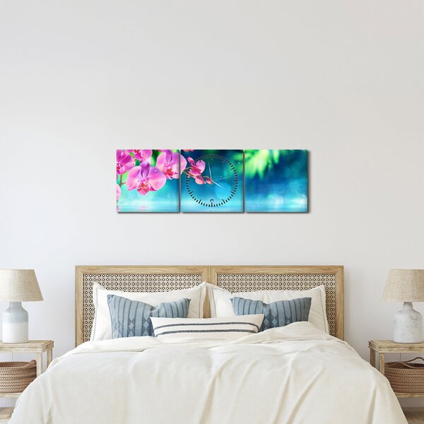 Obraz - Orchidej (s hodinami) (90x30 cm)