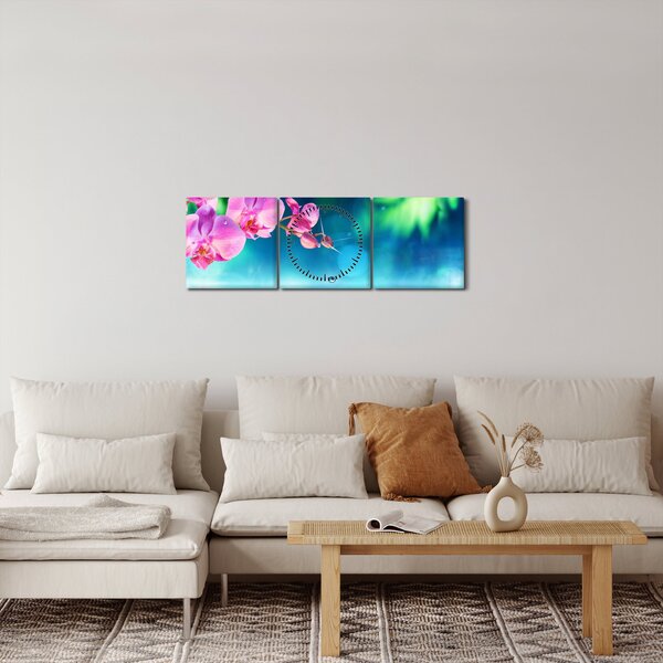 Obraz - Orchidej (s hodinami) (90x30 cm)
