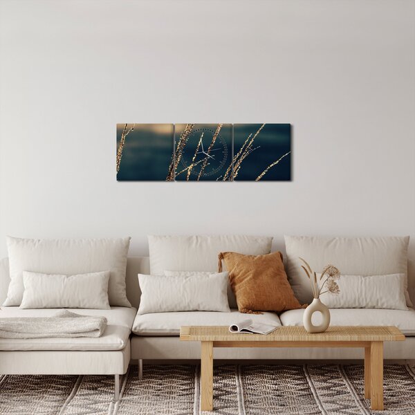 Obraz travin (s hodinami) (90x30 cm)