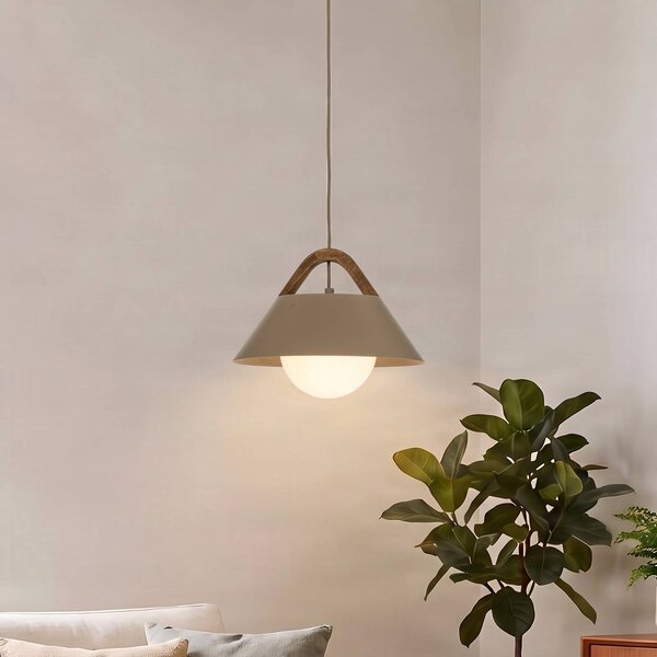 Luminex Závěsné světlo Funda, béžové, Ø 30 cm, 1 žárovka, kov/sklo, stmívatelný, Krémová / jantar, Obývací pokoj / jídelna, kov, Skandinávský