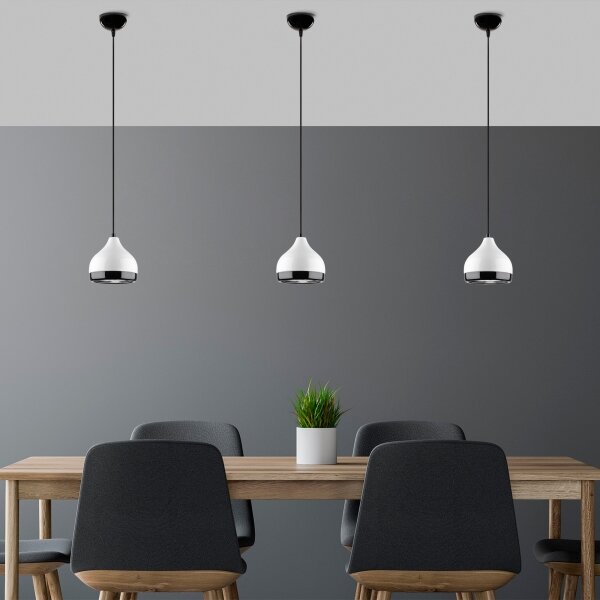 Lustr na lanku YILDO 1xE27/40W/230V bílá/černá