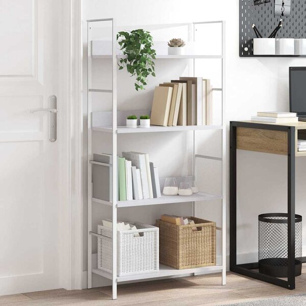 Knihovna se 4 policemi bílá 60x27,6x124,5 cm kompozitní dřevo 288224