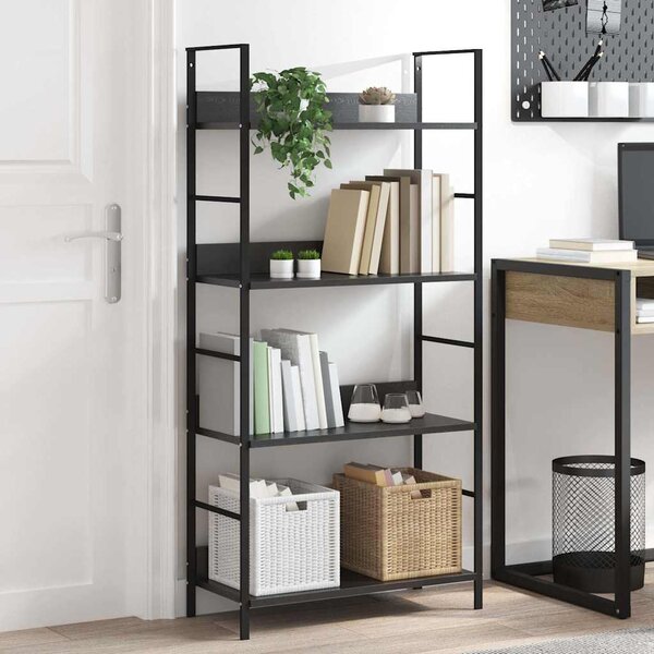 Knihovna se 4 policemi černá 60x27,6x124,5 cm kompozitní dřevo 288222