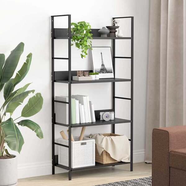 Knihovna se 4 policemi černá 60x27,6x124,5 cm kompozitní dřevo 288222