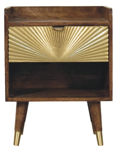 Noční stolek Sunburst s mosaznými prvky, 45 × 35 × 58 cm