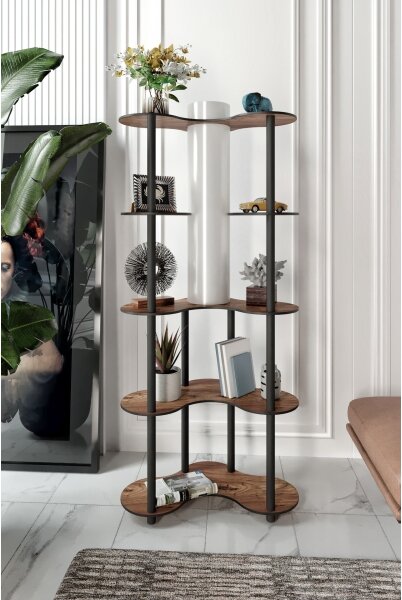 Stojací lampa s poličkami 1xE27/40W/230V 150 cm černá/hnědá