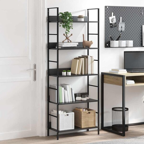5patrová knihovna černá 60 x 27,6 x 158,5 cm kompozitní dřevo 288226