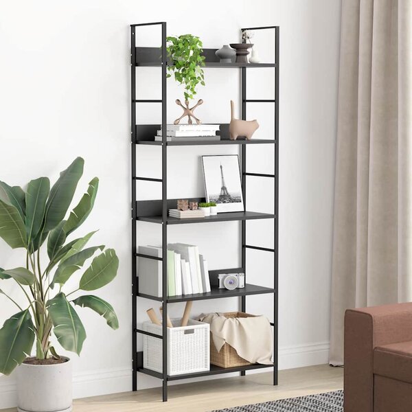 5patrová knihovna černá 60 x 27,6 x 158,5 cm kompozitní dřevo 288226