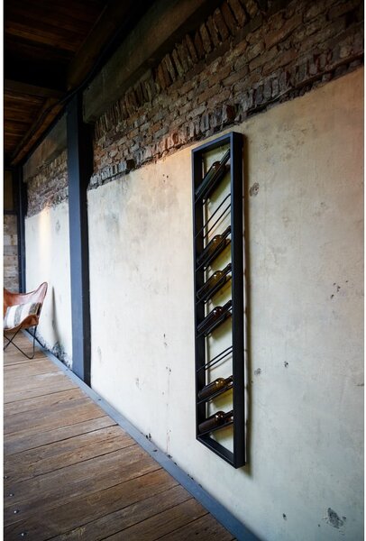 Černý nástěnný kovový regál na víno počet lahví 8 36x160x6 cm Malbeo – Light & Living