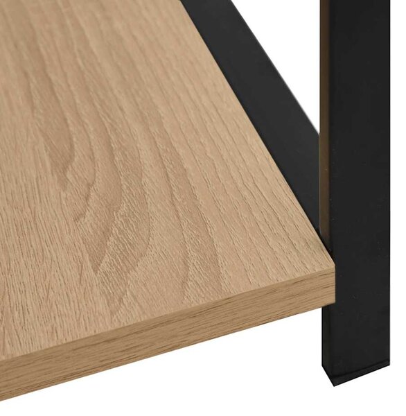 Malá rovná knihovna černá a dub 33,5 x 39,6 x 79,7 cm kompozit 288233